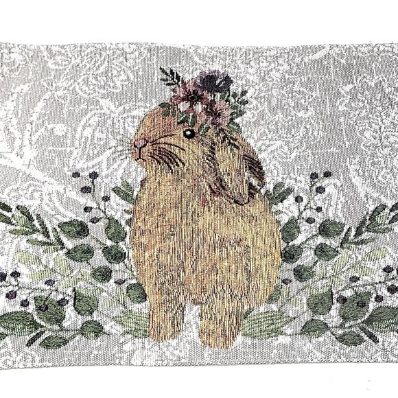 Easter Bunny Rabbit Fabric Placemats Gray (Set of 4) - Picture 1 of 4